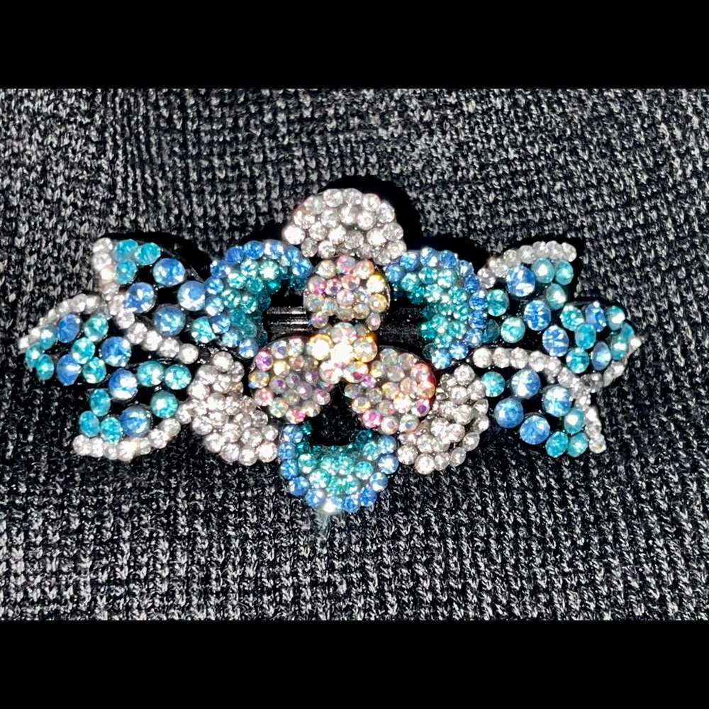 Beautiful Multi Colored Blues Swarovski Crystals Barrette